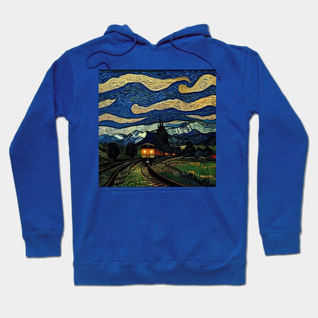 Starry Night Wizarding Express Train Hoodie by Grassroots Green